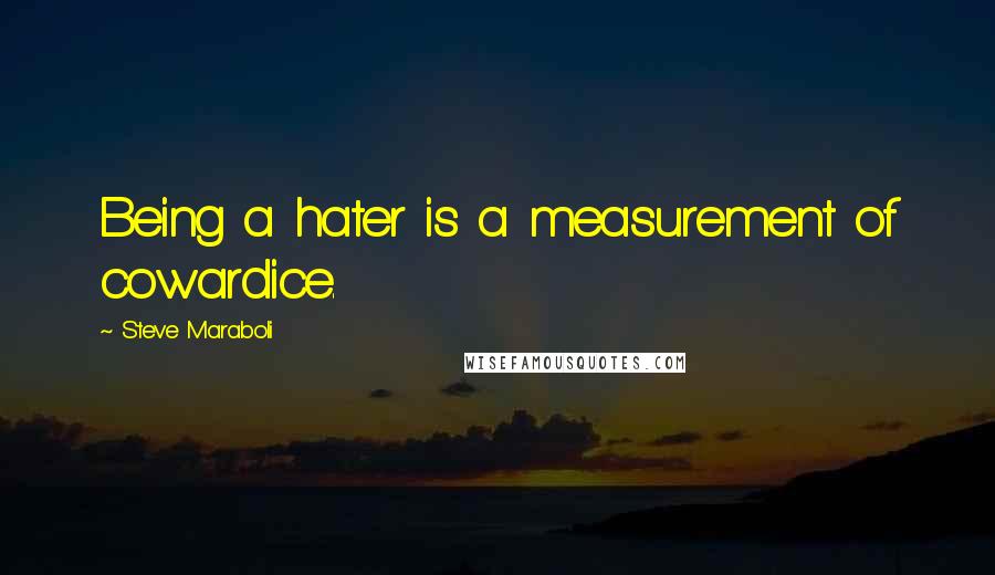 Steve Maraboli Quotes: Being a hater is a measurement of cowardice.