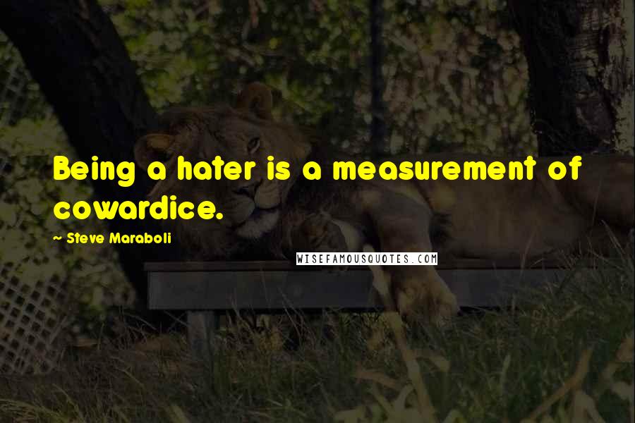 Steve Maraboli Quotes: Being a hater is a measurement of cowardice.