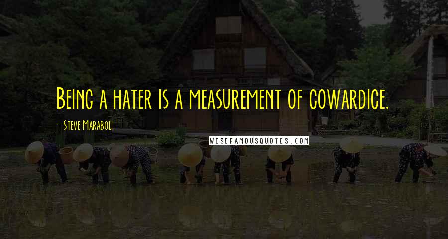 Steve Maraboli Quotes: Being a hater is a measurement of cowardice.