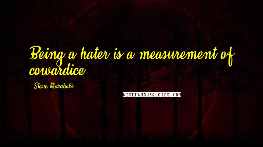 Steve Maraboli Quotes: Being a hater is a measurement of cowardice.