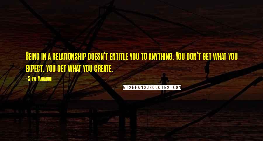 Steve Maraboli Quotes: Being in a relationship doesn't entitle you to anything. You don't get what you expect, you get what you create.