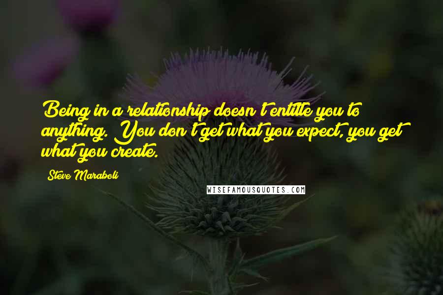 Steve Maraboli Quotes: Being in a relationship doesn't entitle you to anything. You don't get what you expect, you get what you create.