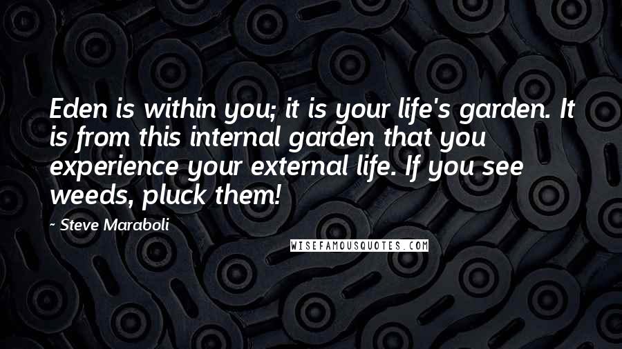 Steve Maraboli Quotes: Eden is within you; it is your life's garden. It is from this internal garden that you experience your external life. If you see weeds, pluck them!