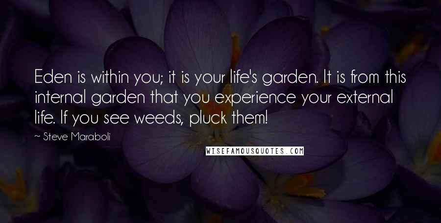 Steve Maraboli Quotes: Eden is within you; it is your life's garden. It is from this internal garden that you experience your external life. If you see weeds, pluck them!