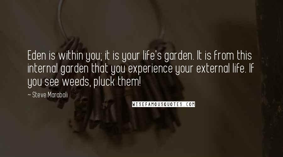 Steve Maraboli Quotes: Eden is within you; it is your life's garden. It is from this internal garden that you experience your external life. If you see weeds, pluck them!