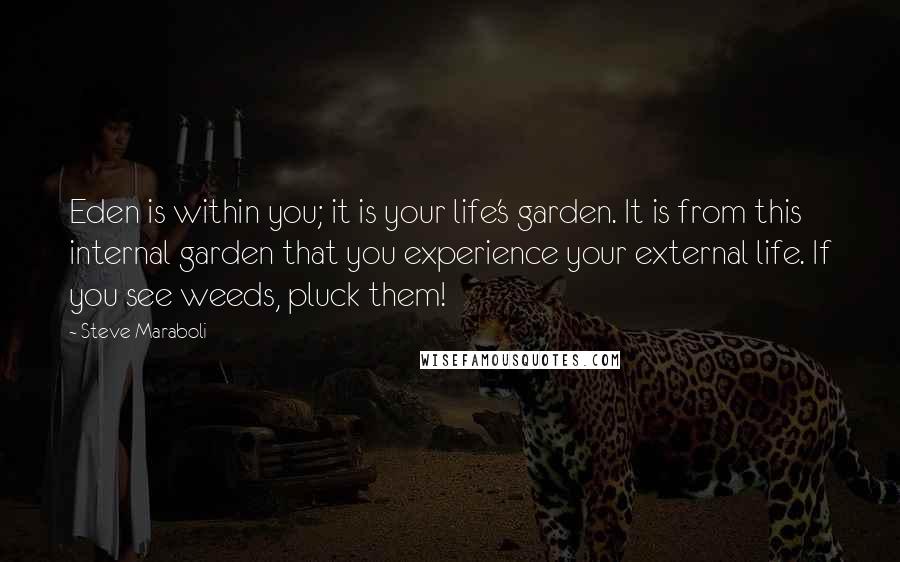 Steve Maraboli Quotes: Eden is within you; it is your life's garden. It is from this internal garden that you experience your external life. If you see weeds, pluck them!