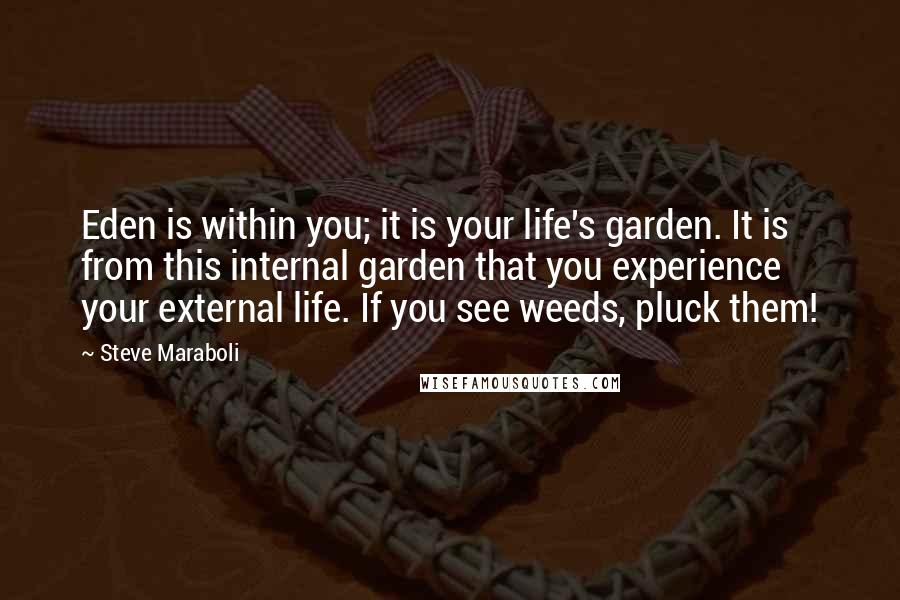 Steve Maraboli Quotes: Eden is within you; it is your life's garden. It is from this internal garden that you experience your external life. If you see weeds, pluck them!