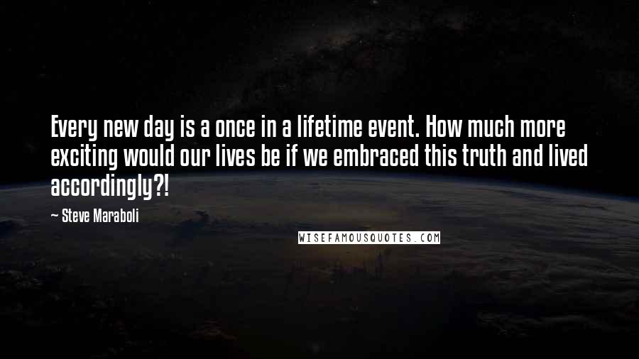 Steve Maraboli Quotes: Every new day is a once in a lifetime event. How much more exciting would our lives be if we embraced this truth and lived accordingly?!