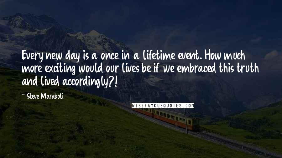 Steve Maraboli Quotes: Every new day is a once in a lifetime event. How much more exciting would our lives be if we embraced this truth and lived accordingly?!