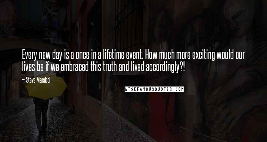 Steve Maraboli Quotes: Every new day is a once in a lifetime event. How much more exciting would our lives be if we embraced this truth and lived accordingly?!