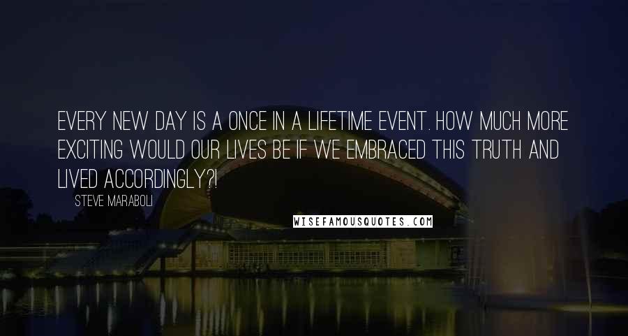 Steve Maraboli Quotes: Every new day is a once in a lifetime event. How much more exciting would our lives be if we embraced this truth and lived accordingly?!