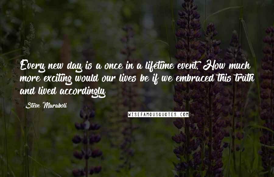 Steve Maraboli Quotes: Every new day is a once in a lifetime event. How much more exciting would our lives be if we embraced this truth and lived accordingly?!