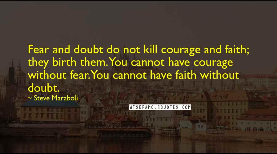Steve Maraboli Quotes: Fear and doubt do not kill courage and faith; they birth them. You cannot have courage without fear. You cannot have faith without doubt.