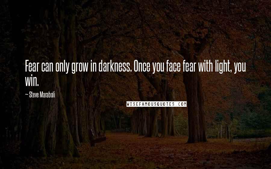 Steve Maraboli Quotes: Fear can only grow in darkness. Once you face fear with light, you win.