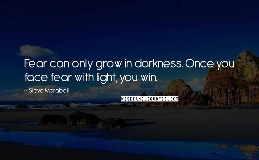 Steve Maraboli Quotes: Fear can only grow in darkness. Once you face fear with light, you win.