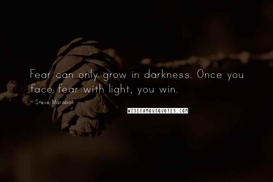 Steve Maraboli Quotes: Fear can only grow in darkness. Once you face fear with light, you win.