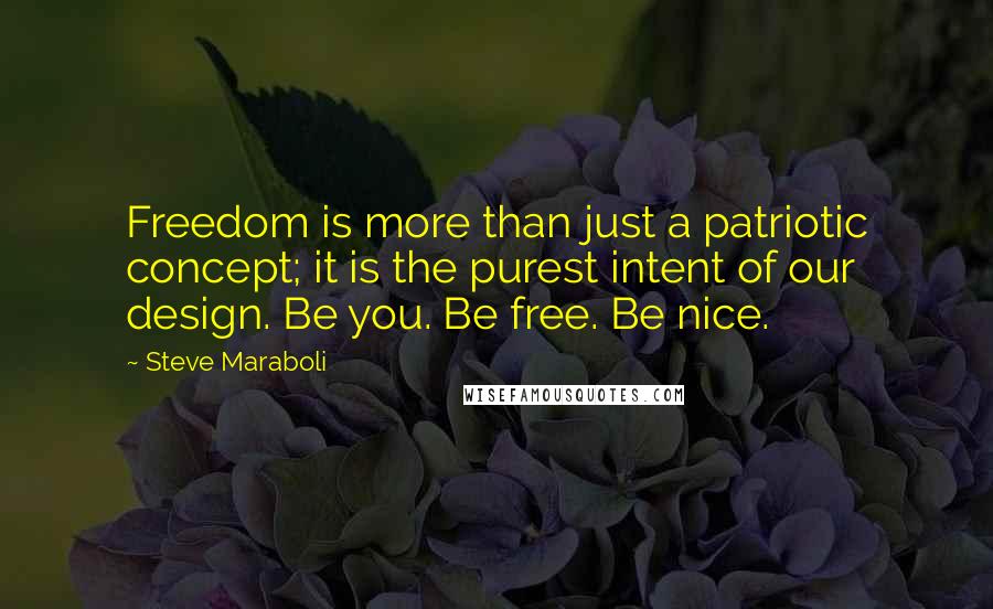 Steve Maraboli Quotes: Freedom is more than just a patriotic concept; it is the purest intent of our design. Be you. Be free. Be nice.