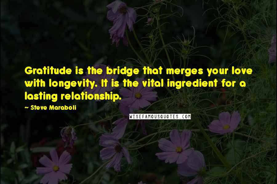 Steve Maraboli Quotes: Gratitude is the bridge that merges your love with longevity. It is the vital ingredient for a lasting relationship.