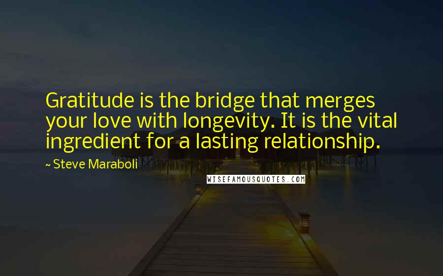 Steve Maraboli Quotes: Gratitude is the bridge that merges your love with longevity. It is the vital ingredient for a lasting relationship.