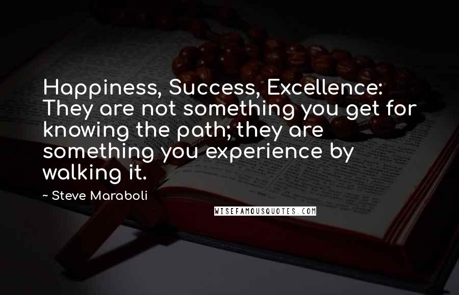 Steve Maraboli Quotes: Happiness, Success, Excellence: They are not something you get for knowing the path; they are something you experience by walking it.