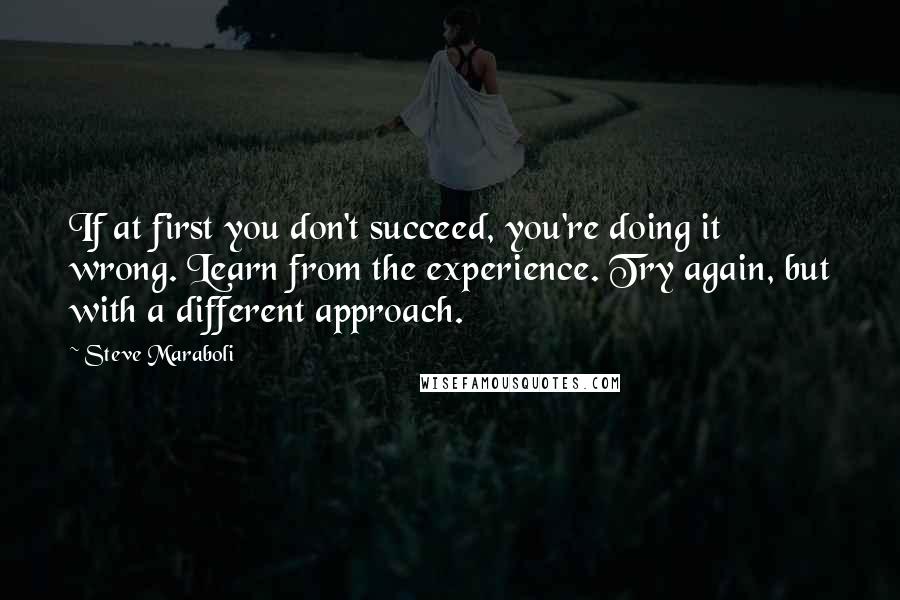 Steve Maraboli Quotes: If at first you don't succeed, you're doing it wrong. Learn from the experience. Try again, but with a different approach.