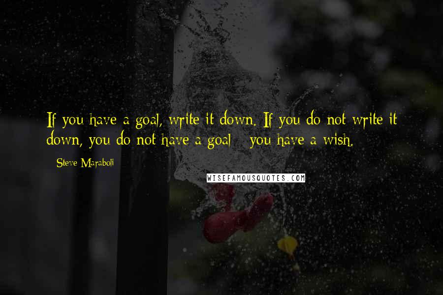 Steve Maraboli Quotes: If you have a goal, write it down. If you do not write it down, you do not have a goal - you have a wish.