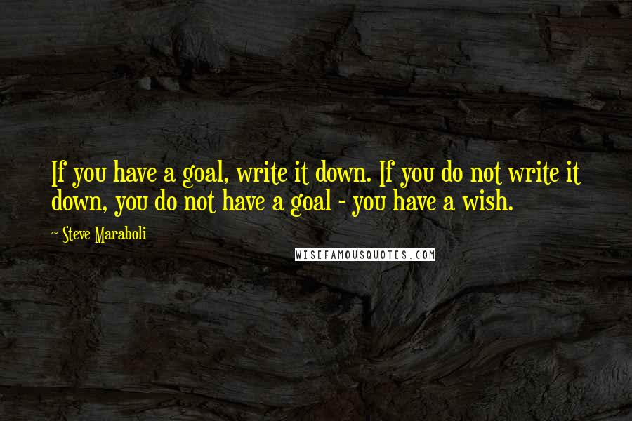 Steve Maraboli Quotes: If you have a goal, write it down. If you do not write it down, you do not have a goal - you have a wish.
