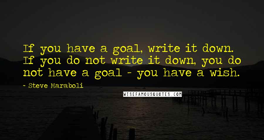 Steve Maraboli Quotes: If you have a goal, write it down. If you do not write it down, you do not have a goal - you have a wish.