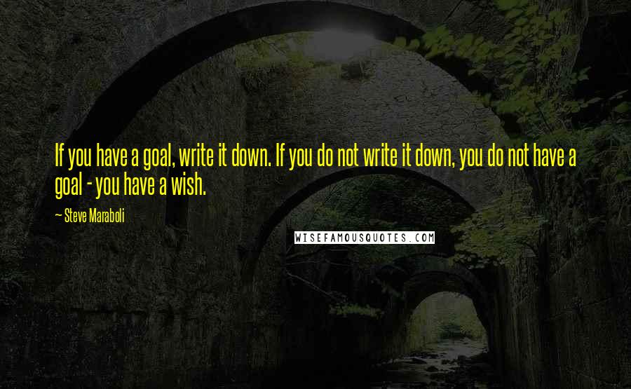 Steve Maraboli Quotes: If you have a goal, write it down. If you do not write it down, you do not have a goal - you have a wish.