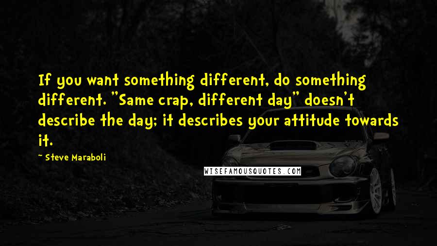 Steve Maraboli Quotes: If you want something different, do something different. "Same crap, different day" doesn't describe the day; it describes your attitude towards it.