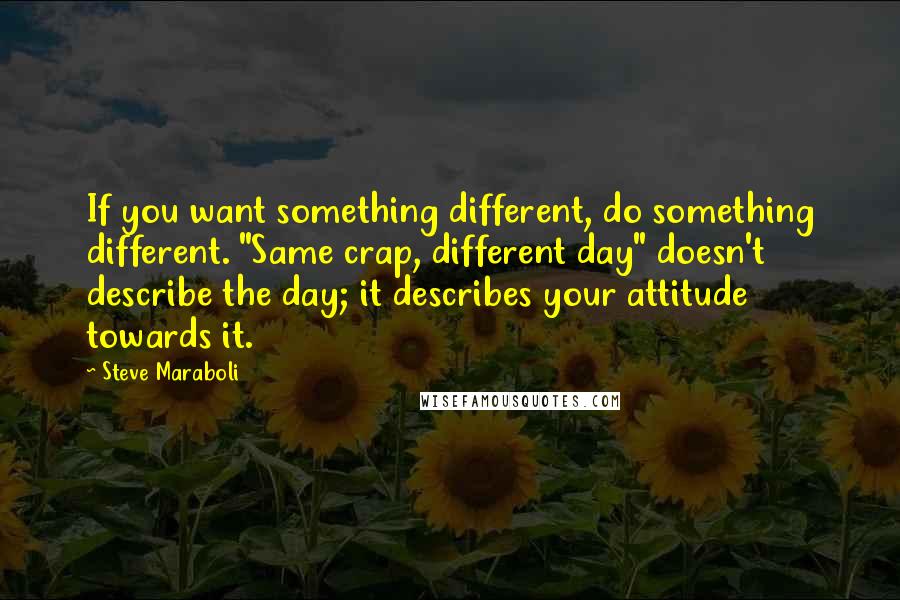 Steve Maraboli Quotes: If you want something different, do something different. "Same crap, different day" doesn't describe the day; it describes your attitude towards it.