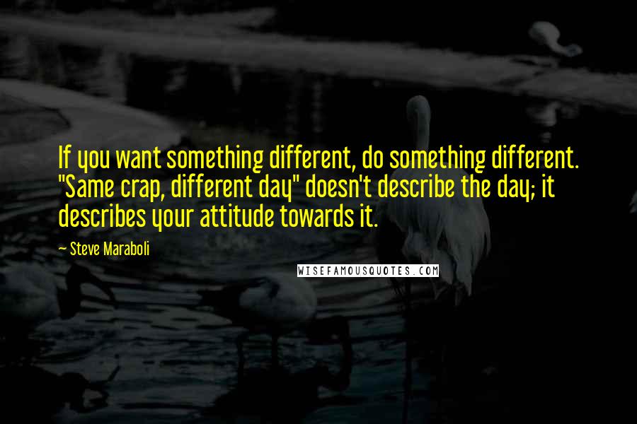 Steve Maraboli Quotes: If you want something different, do something different. "Same crap, different day" doesn't describe the day; it describes your attitude towards it.