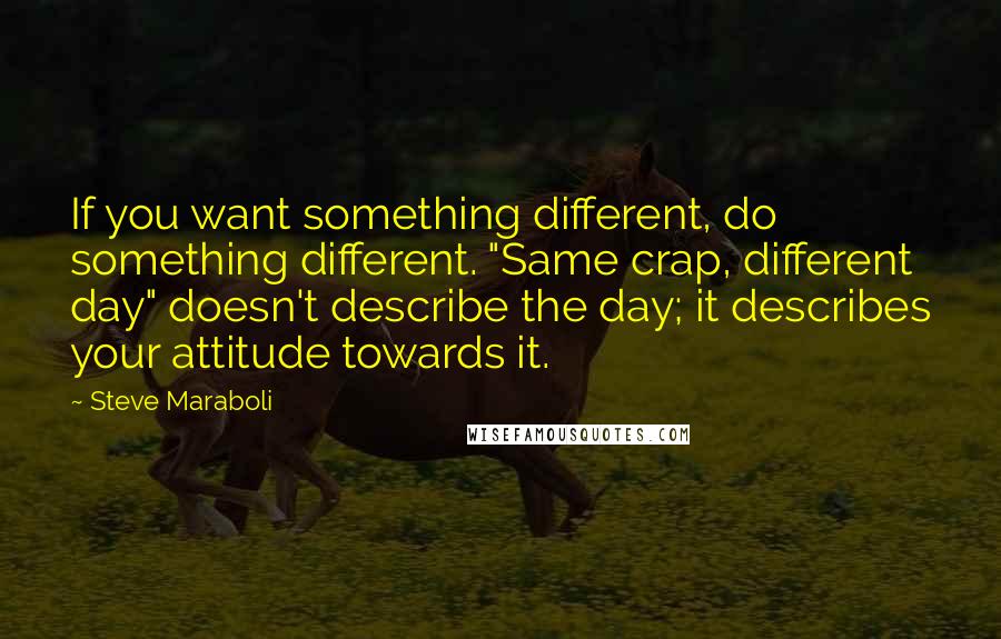 Steve Maraboli Quotes: If you want something different, do something different. "Same crap, different day" doesn't describe the day; it describes your attitude towards it.