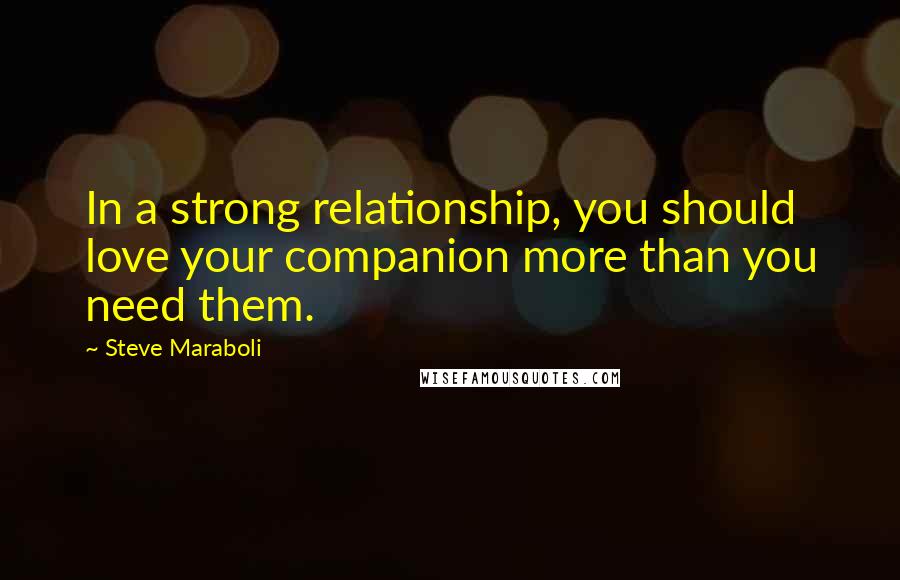 Steve Maraboli Quotes: In a strong relationship, you should love your companion more than you need them.