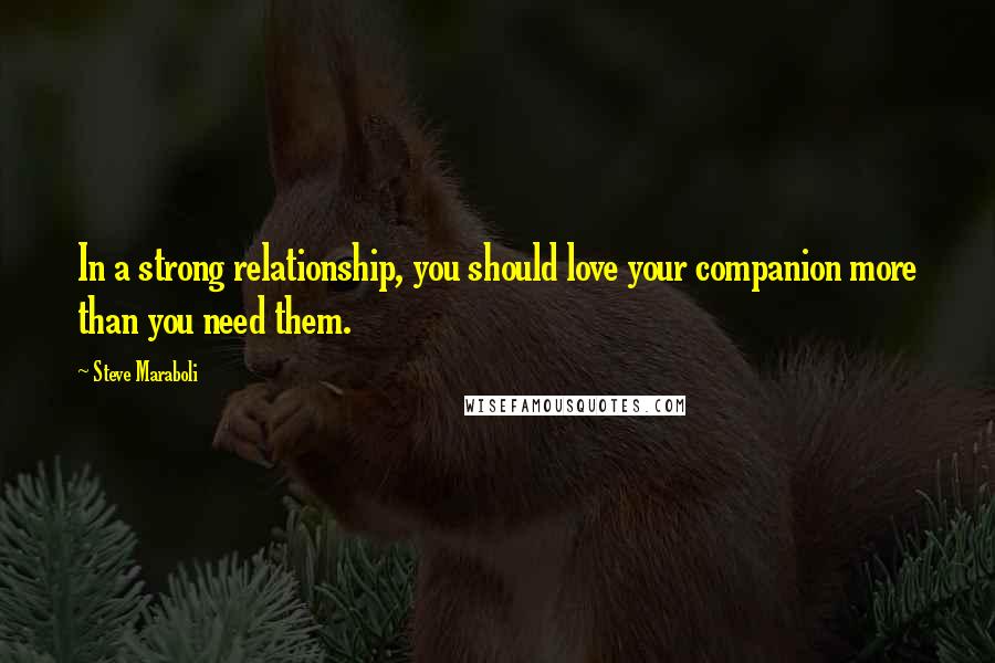 Steve Maraboli Quotes: In a strong relationship, you should love your companion more than you need them.