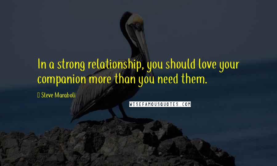 Steve Maraboli Quotes: In a strong relationship, you should love your companion more than you need them.