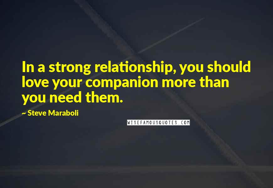 Steve Maraboli Quotes: In a strong relationship, you should love your companion more than you need them.