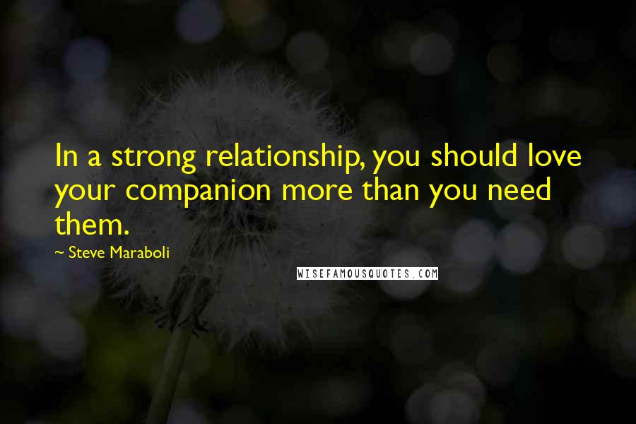 Steve Maraboli Quotes: In a strong relationship, you should love your companion more than you need them.