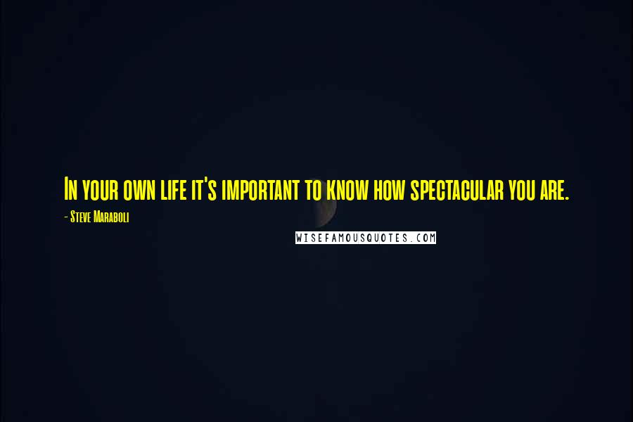 Steve Maraboli Quotes: In your own life it's important to know how spectacular you are.