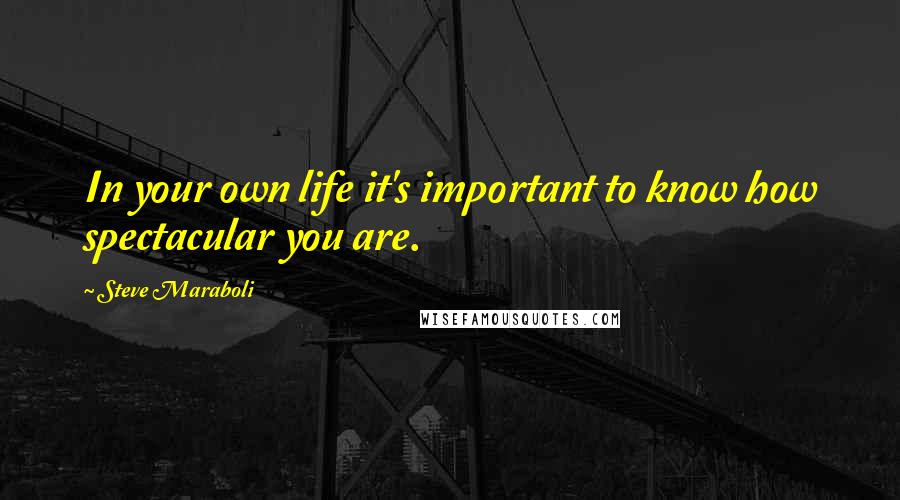 Steve Maraboli Quotes: In your own life it's important to know how spectacular you are.