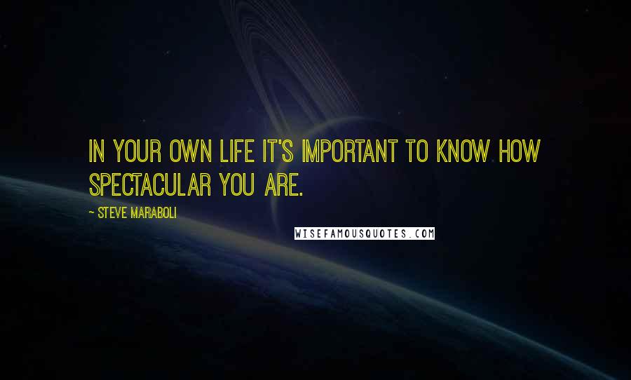 Steve Maraboli Quotes: In your own life it's important to know how spectacular you are.