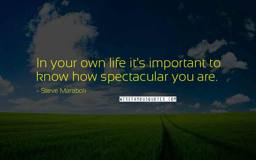 Steve Maraboli Quotes: In your own life it's important to know how spectacular you are.