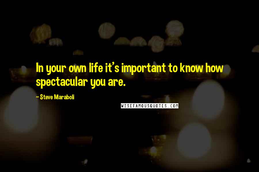 Steve Maraboli Quotes: In your own life it's important to know how spectacular you are.