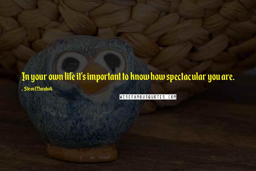 Steve Maraboli Quotes: In your own life it's important to know how spectacular you are.