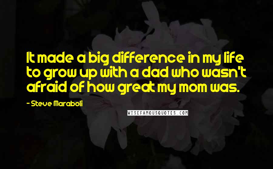 Steve Maraboli Quotes: It made a big difference in my life to grow up with a dad who wasn't afraid of how great my mom was.