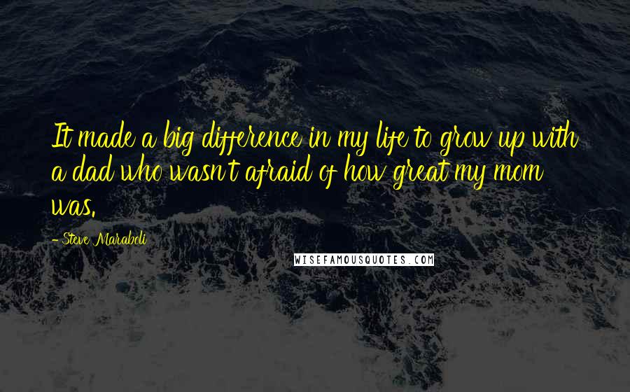 Steve Maraboli Quotes: It made a big difference in my life to grow up with a dad who wasn't afraid of how great my mom was.