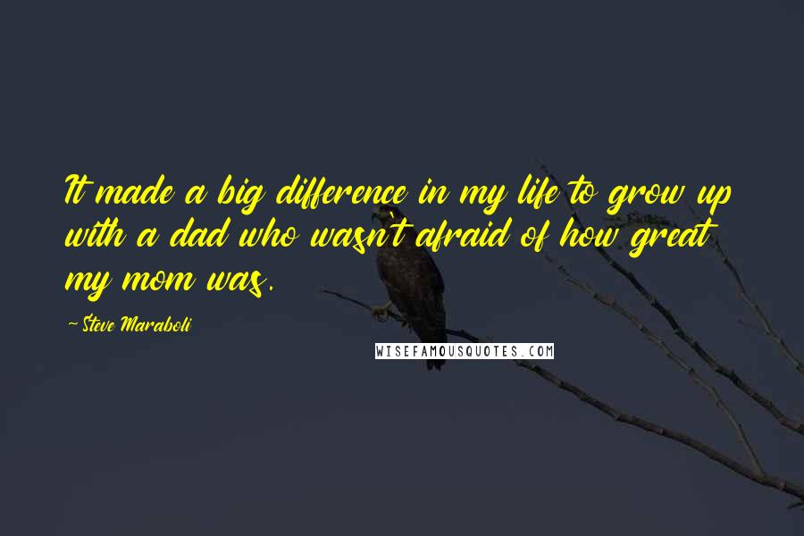 Steve Maraboli Quotes: It made a big difference in my life to grow up with a dad who wasn't afraid of how great my mom was.