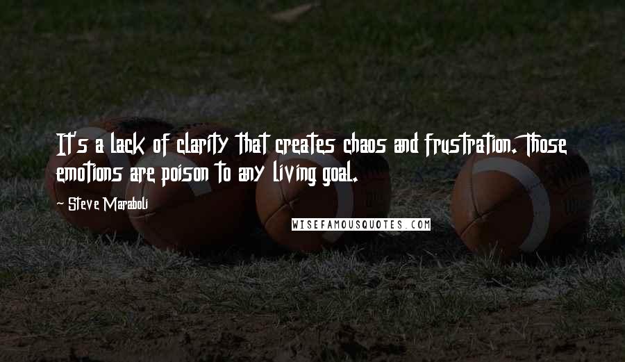 Steve Maraboli Quotes: It's a lack of clarity that creates chaos and frustration. Those emotions are poison to any living goal.