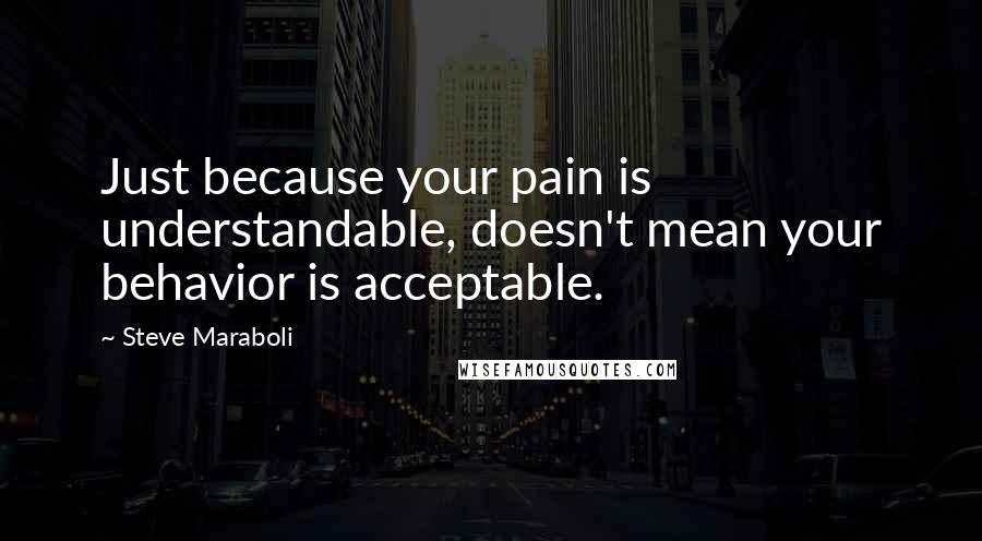 Steve Maraboli Quotes: Just because your pain is understandable, doesn't mean your behavior is acceptable.