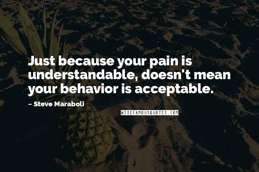 Steve Maraboli Quotes: Just because your pain is understandable, doesn't mean your behavior is acceptable.